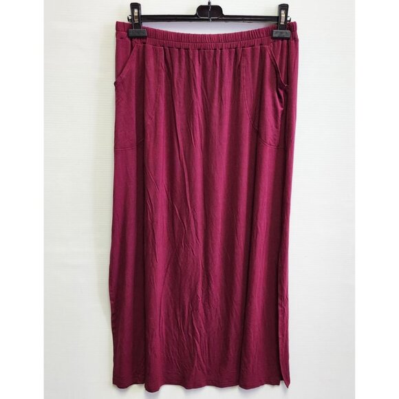Sympli Women's Burgundy Long Maxi Skirt W/Pockets & Side Slits Size M - Picture 1 of 6